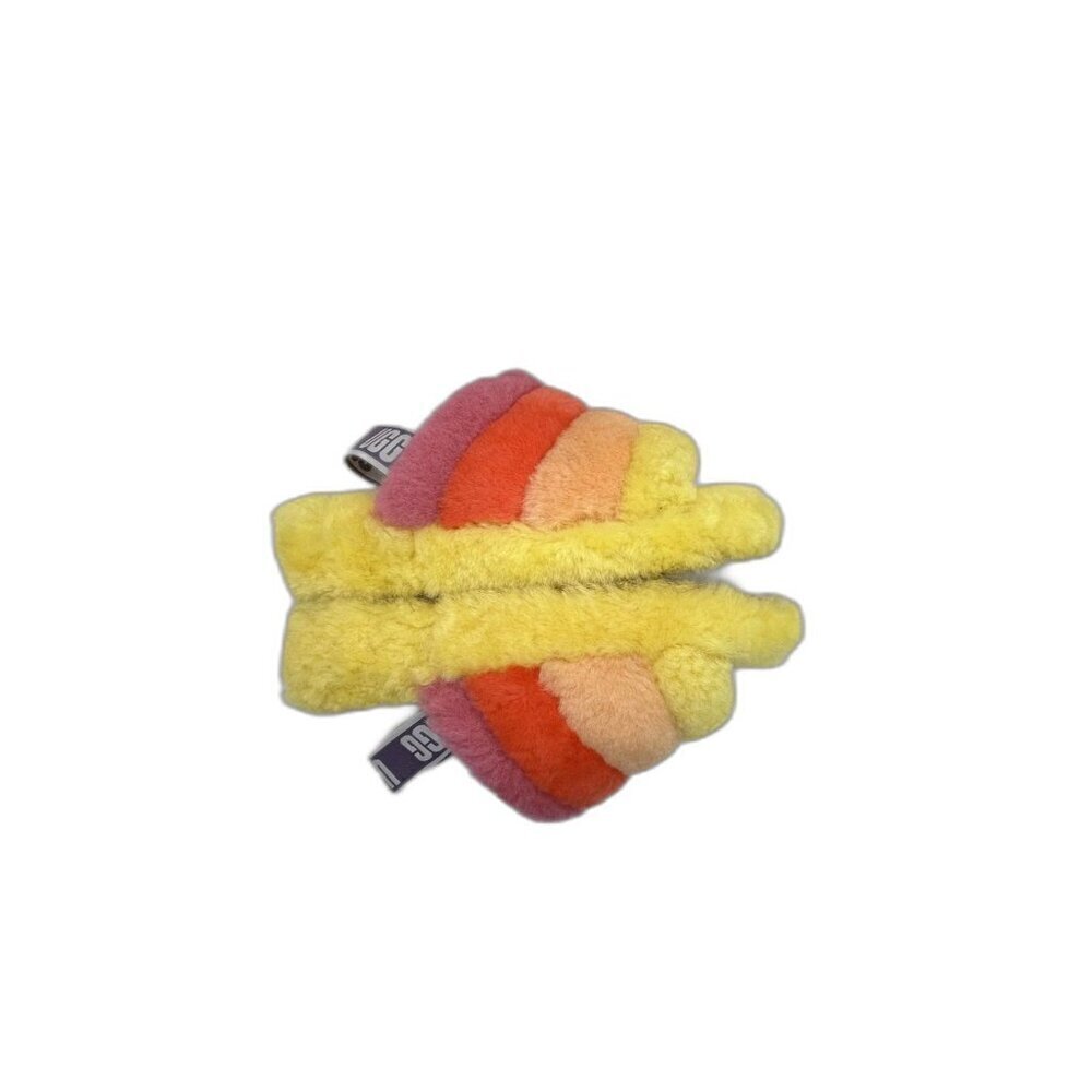UGG WOMEN FLUFF YEAH SLIDE PRIDE RAINBOW YELLOW SANDAL Size 8.0 US - Picture 3 of 12